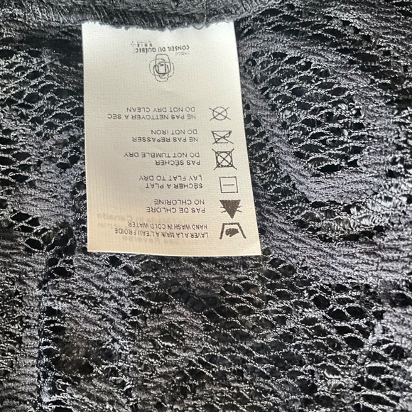 Vintage 90s Joseph Ribkoff Lace Open Front Sweater Topper Bridal Evening Black 8 - Picture 6 of 10